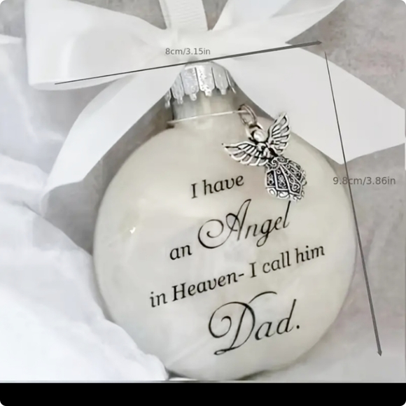 5/25 loving memory Ornament I have Angel In Heaven. Ball w feathers angel charm - Picture 3 of 5
